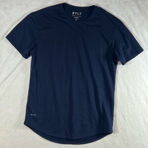 BYLT Size Large Drop Cut BYLT Blend Short Sleeve Fitted Navy Performance Shirt